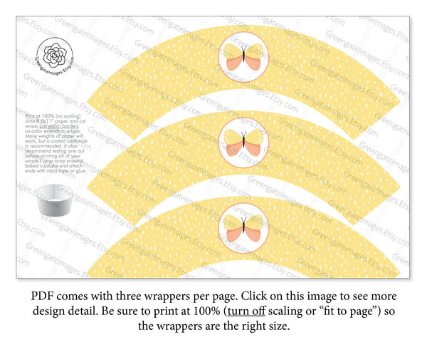 Butterfly Cupcake Wrapper - Yellow - Greengate Images
