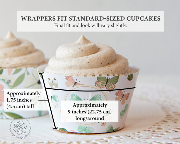 Spring Cupcake Wrappers - Pastel Floral + Butterfly - Greengate Images