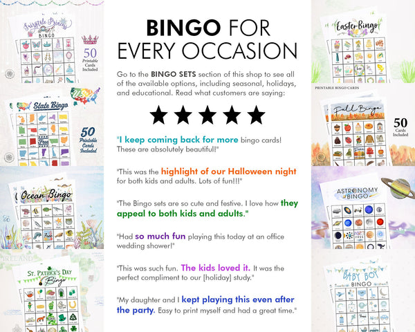 100th Day of School Bingo - 50 PRINTABLE unique cards. Instant digital download PDF. Celebrate 100 days of school with this fun activity!