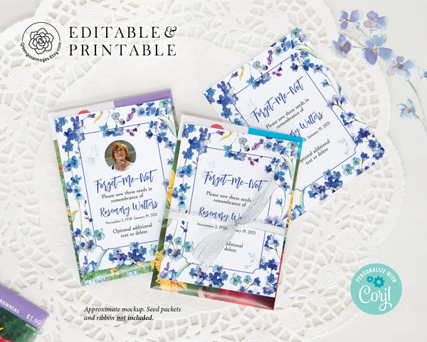 Forget-Me-Not Seed Packet Tags - Printable Digital Download by Greengate Images
