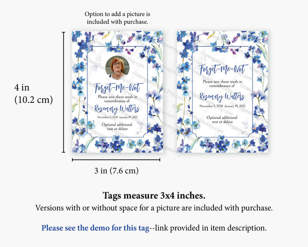 Forget-Me-Not Seed Packet Tags - Printable Digital Download by Greengate Images