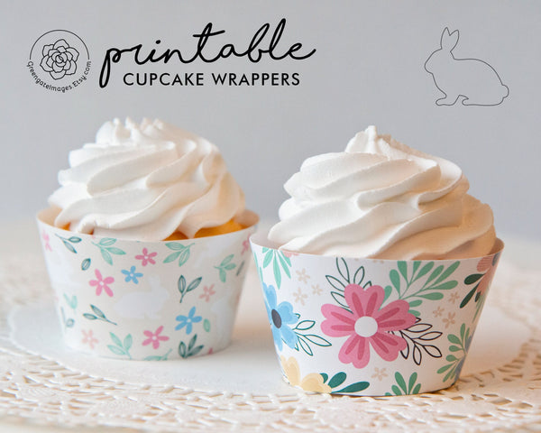 Easter Cupcake Wrappers - Floral Bunny - Greengate Images
