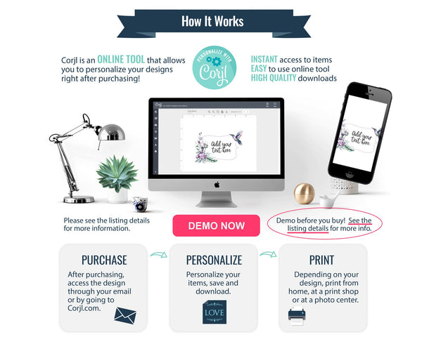 Hummingbird Place Card - Printable Digital Download by Greengate Images