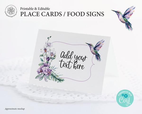 Hummingbird Place Card - Printable Digital Download by Greengate Images