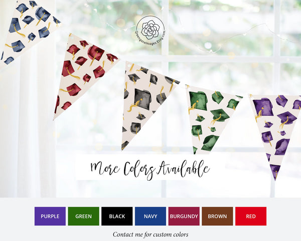Brown Graduation Bunting - Flying Caps - Printable Digital Download by Greengate Images