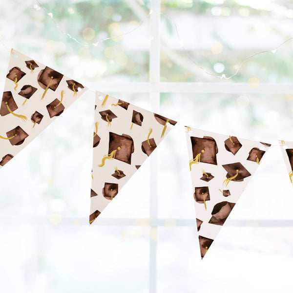 Brown Graduation Bunting - Flying Caps - Printable Digital Download by Greengate Images