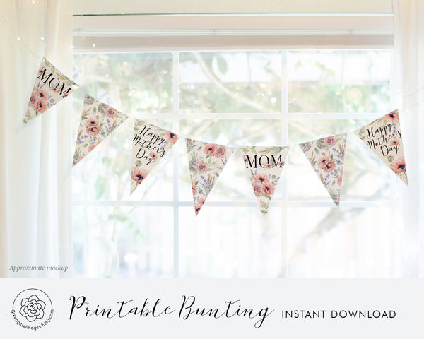 Mother's Day Bunting - Poppies and Lavender - Printable Digital Download by Greengate Images