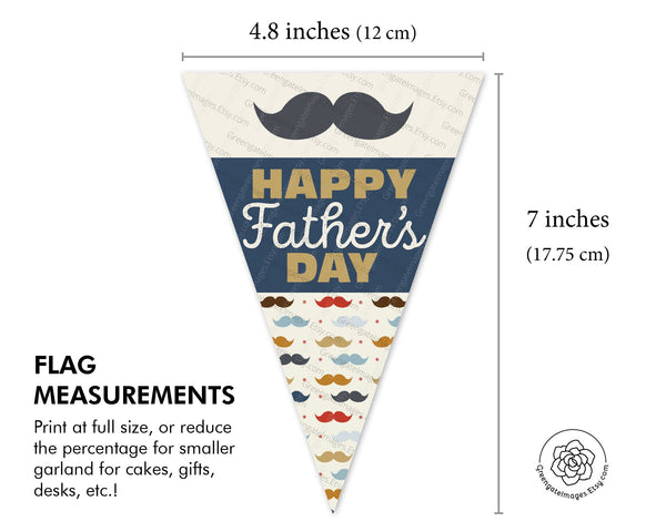 Father's Day Bunting - Mustache and Glasses - Printable Digital Download by Greengate Images