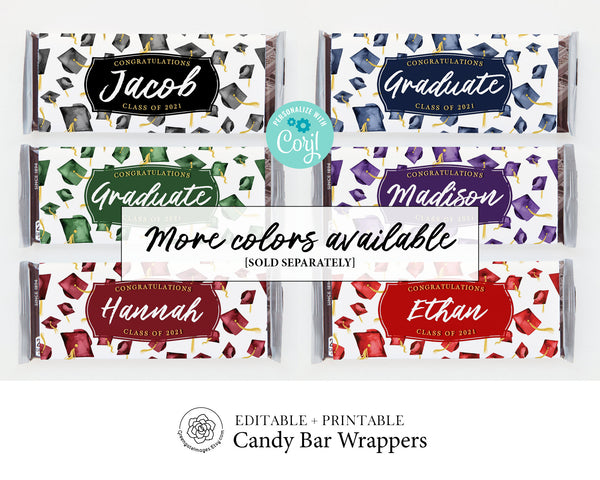 Purple Graduation Candy Bar Wrappers - Printable Digital Download by Greengate Images