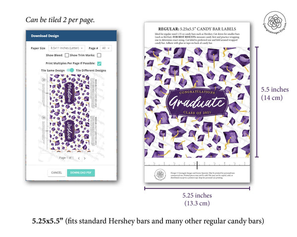 Purple Graduation Candy Bar Wrappers - Printable Digital Download by Greengate Images