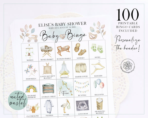 Baby Shower Bingo - Personalization, Both Genders - Greengate Images
