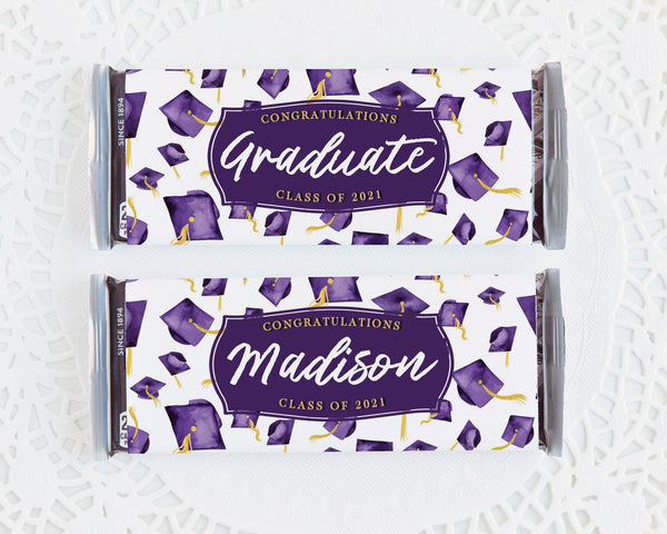 Purple Graduation Candy Bar Wrappers - Printable Digital Download by Greengate Images