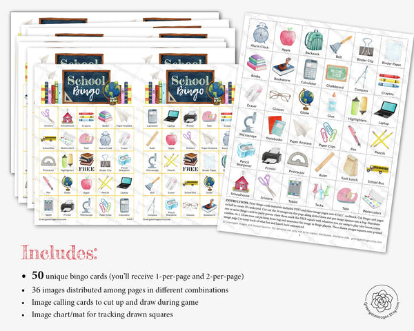 School Bingo - Color - Greengate Images