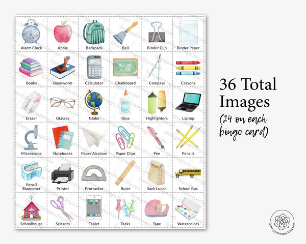 School Bingo - Color - Greengate Images
