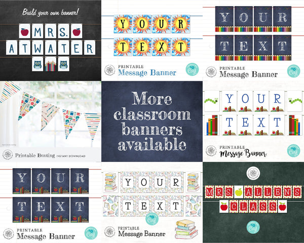 Pastel Books Message Banner - Printable Digital Download by Greengate Images