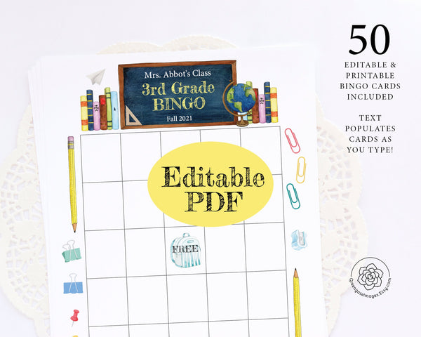 School Bingo Template - Greengate Images