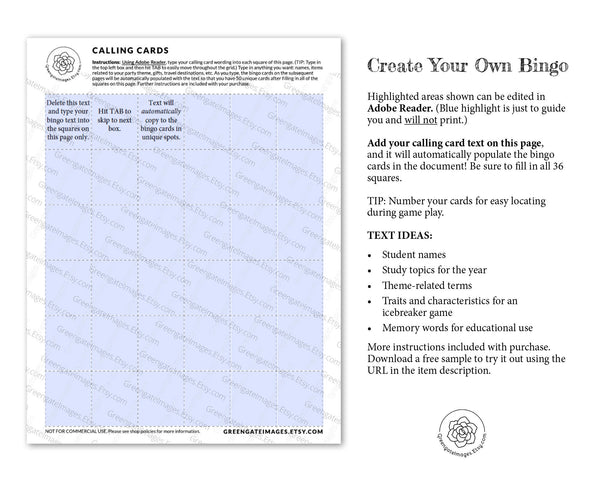 School Bingo Template - Greengate Images