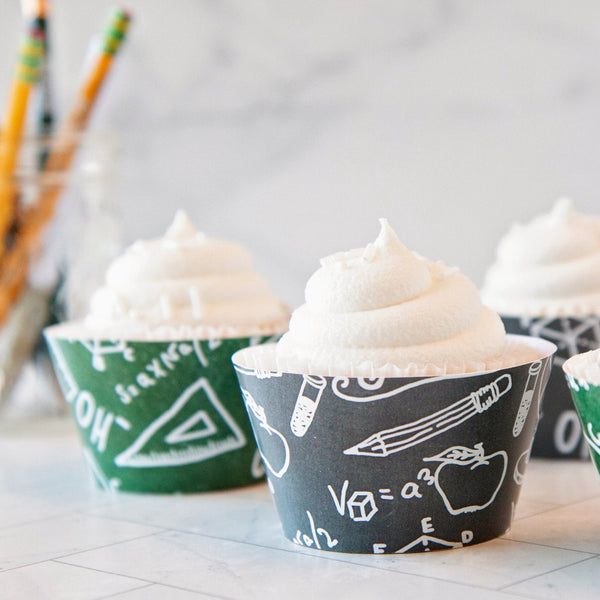 School Chalkboard Cupcake Wrappers - Printable Digital Download by Greengate Images
