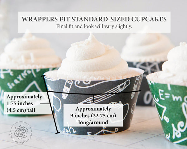 School Chalkboard Cupcake Wrappers - Printable Digital Download by Greengate Images