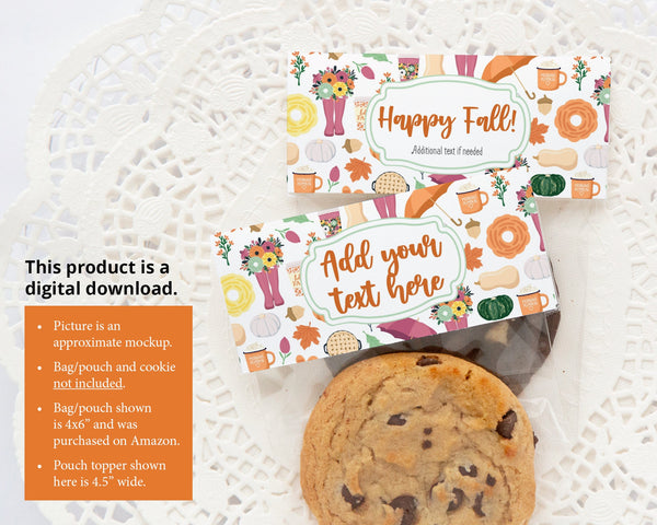 Fall Pattern Cookie Pouch Topper - Printable Digital Download by Greengate Images