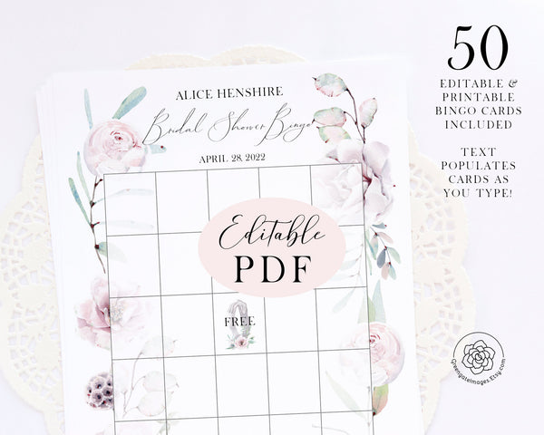 Bridal Bingo Template - Greengate Images