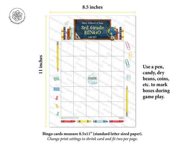 School Bingo Template - Greengate Images