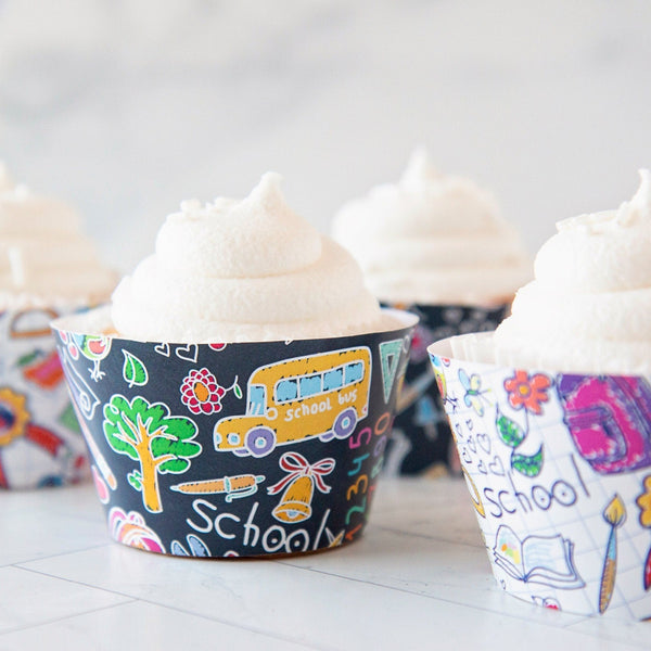 School Doodles Cupcake Wrappers - Printable Digital Download by Greengate Images