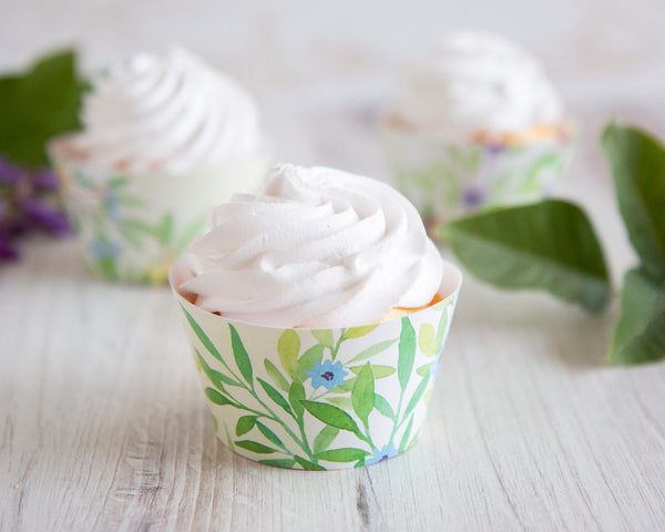 Floral Cupcake Wrapper - Spring Watercolor Leaves - Greengate Images