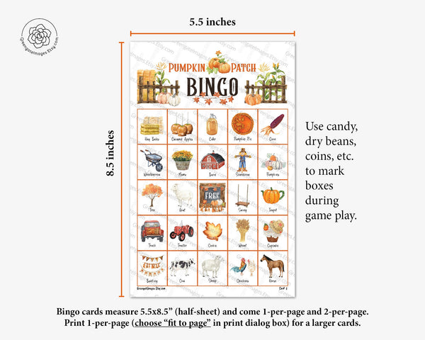 Pumpkin Patch Bingo - Greengate Images