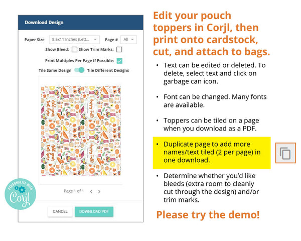 Fall Pattern Cookie Pouch Topper - Printable Digital Download by Greengate Images