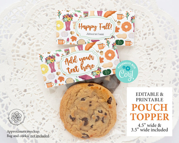 Fall Pattern Cookie Pouch Topper - Printable Digital Download by Greengate Images