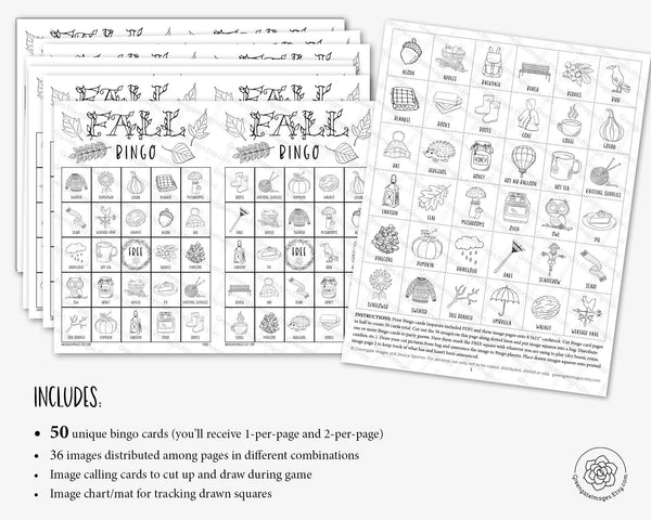 Fall Bingo - Black and White - Greengate Images