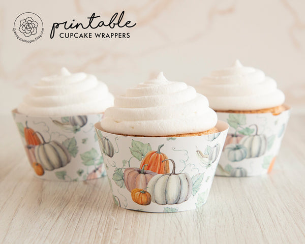 Fall Pumpkin Cupcake Wrappers - Printable Digital Download by Greengate Images