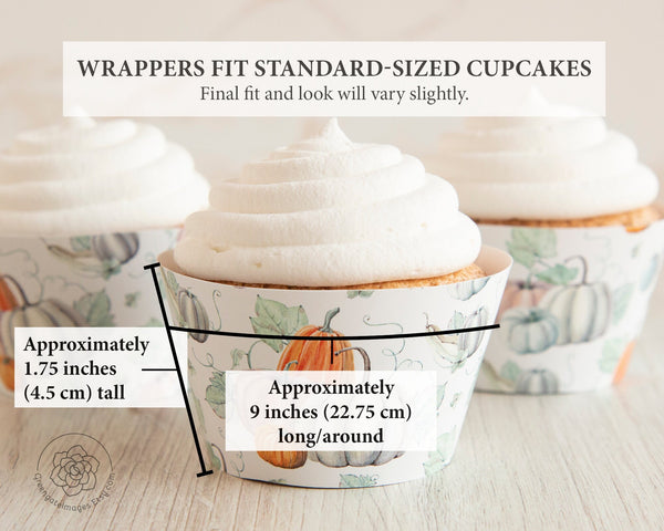 Fall Pumpkin Cupcake Wrappers - Printable Digital Download by Greengate Images