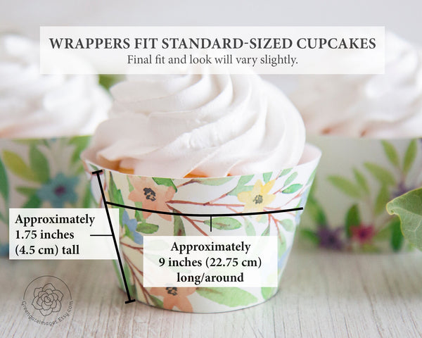 Floral Cupcake Wrapper - Spring Watercolor Leaves - Greengate Images