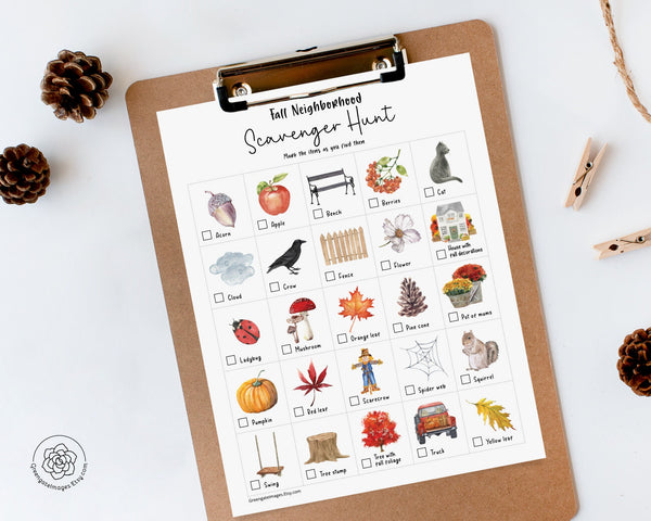 Fall and Pumpkin Patch Scavenger Hunt Set - Printable Digital Download by Greengate Images