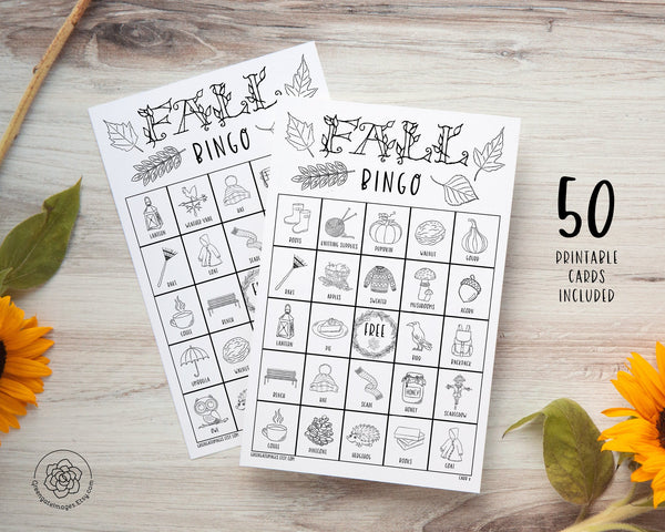 Fall Bingo - Black and White - Greengate Images