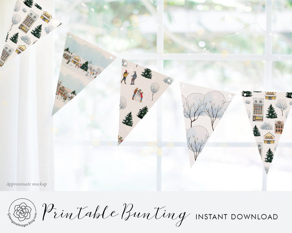 Christmas Town Bunting - Printable Digital Download by Greengate Images