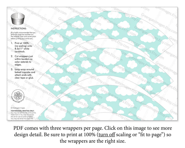 Cloud Cupcake Wrapper - Aqua - Greengate Images