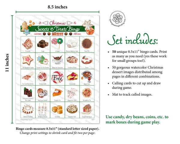 Christmas/Holiday Sweets & Treats Bingo - Greengate Images