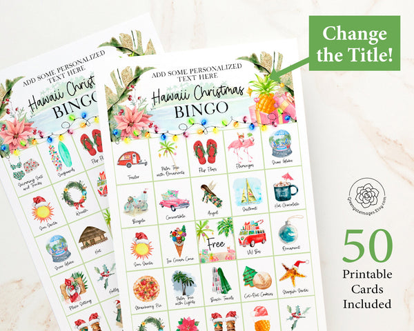Tropical/Hawaii Christmas Bingo - Greengate Images