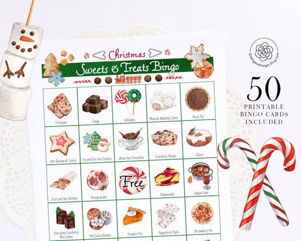 Christmas/Holiday Sweets & Treats Bingo - Greengate Images