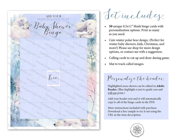 Winter Bingo Template - Greengate Images