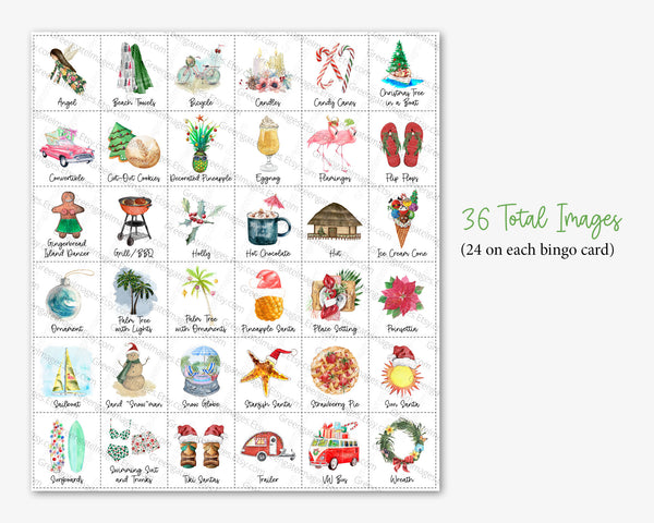 Tropical/Hawaii Christmas Bingo - Greengate Images