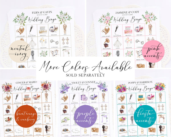 Wedding Bingo Cards - 100 card, Personalization, Dusty Blue - Printable Digital Download by Greengate Images