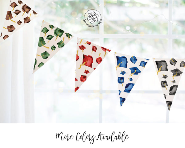 Teal Graduation Bunting - Flying Caps - Printable Digital Download by Greengate Images
