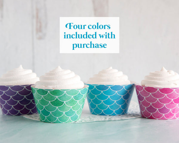 Mermaid Scales Cupcake Wrappers - Bold Colors - Printable Digital Download by Greengate Images