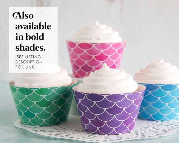 Mermaid Scales Cupcake Wrappers - Pastel Colors - Printable Digital Download by Greengate Images