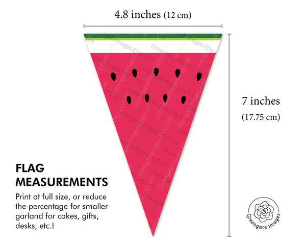 Watermelon Bunting - Printable Digital Download by Greengate Images