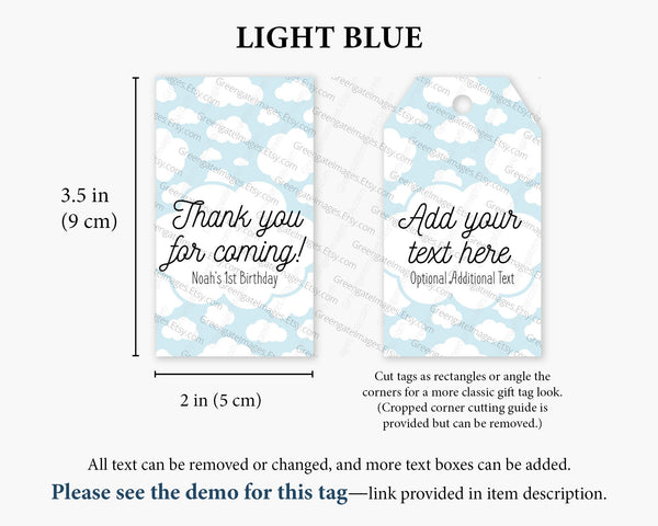 Light Blue Cloud Gift Tags - Printable Digital Download by Greengate Images